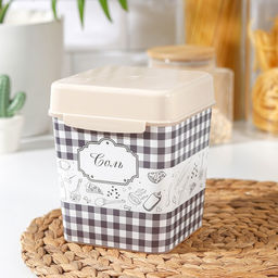 Ёмкость для соли с ложкой Альтернатива «Плетёнка. Соль», 1.2 л, пластик, бежевая