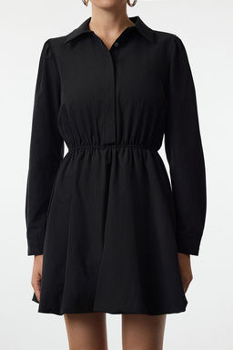 Trendyolmilla Siyah Balon Etek Gomlek Yaka Mini Dokuma Elbise TWOAW25EL00489 фото 3