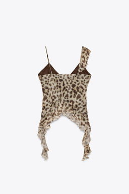 PRINTED TULLE TOP WITH RUFFLES - Zara фото 13