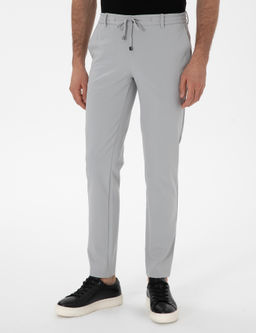 A__k Gri Slim Fit Beli Ba_c_kl_ Esnek Klasik Pantolon