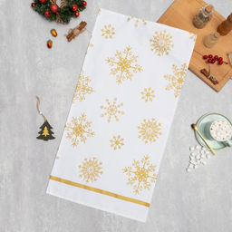 Полотенце Этель Золотые снежинки 40х70 см, 100%хл, 190г/м2
