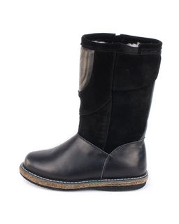 Монголки женские на войлочной подошве., Черные. Кожа. Молния. Подклад овчина.