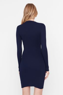 Lacivert Mini Triko Y?rtmacl? Vucuda Oturan Elbise TWOAW23EL01416