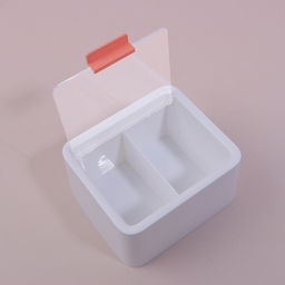 Органайзер для ватных палочек и дисков, с крышкой, 2 секции, 14,5 × 13 × 8 см, цвет белый/прозрачный