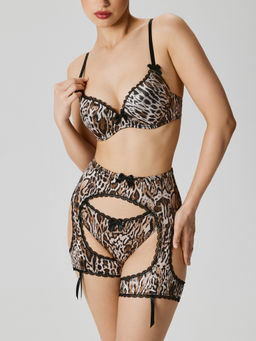 Infinity / Трусы в наборе с поясом для чулок Basio темно-коричневый принт