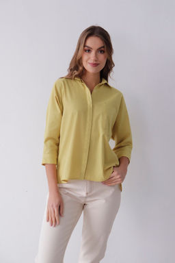 11632 Рубашка с цельнокроенными рукавами в цвете шартрез - Martichelli фото 2