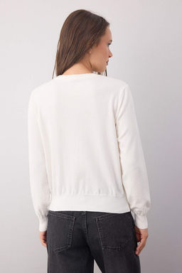 Wardrobe Essentials Ekru Premium Iplik/Ozel Iplikli Basic Triko Kazak | TWOAW26KZ00095