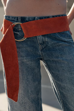 CINTUR?N PIEL ANTE 100% HEBILLA CIRCULAR / Caldero