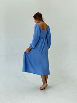 Платье-миди с пышными рукавами голубое - Martichelli фото 15