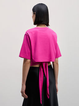 Футболка из хлопка с завязкой на спине / Zarina  фото 5