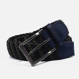 Ремень, ширина 3.5 см, резинка, пряжка металл, цвет хаки/синий