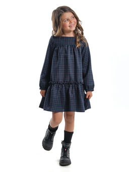 Платье для девочки клетка нарядная детская одежда малышам UD 7871 синяя клетка - Mini maxi фото 5
