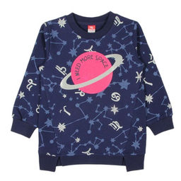 CRB wear/CWK 62509 Платье модель туника для девочки, темно-синий/Ex.Cherubino  фото 2