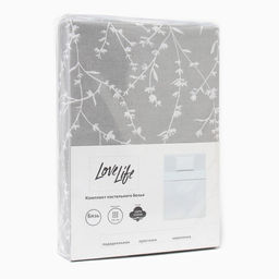 КПБ LoveLife 1.5 сп Ветви цв.серый 147*210,150*215,50*70 -1 шт,100% хлопок,бязь 120 г/м2 102237  фото 5