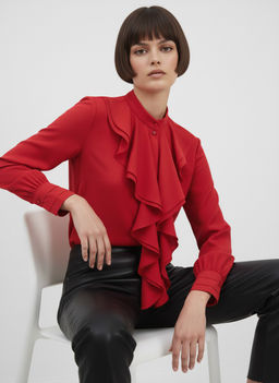 Блузка с отлетными рюшами OD-914-4 красный