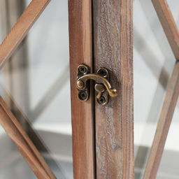 Деревянный подсвечник-фонарь на 1 свечу «Ставни», набор 2 шт., состаренный, 25×25×41 см; 16×16×27 см