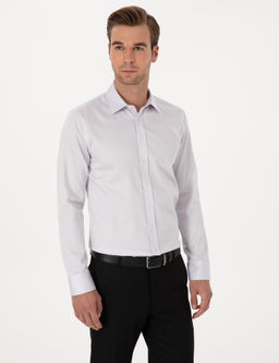 A__k Gri Slim Fit %100 Pamuk Klasik G_mlek