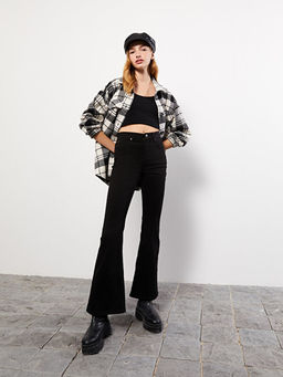 Y?ksek Bel Mars Flare Kad?n Jean Pantolon