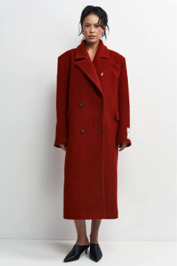 Пальто-макси из вареной шерсти Насыщенный красный - Erist store фото 7