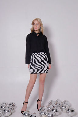 11417 Мини-юбка вязаная чёрно-белая - Martichelli фото 2