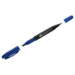 Цена за 5 шт. Маркер OfficeSpace перм. двухсторонний, пулевидный 2-4мм., синий (PMds_66086)