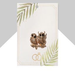 Брошь Сова и Филин, цвет золотисто-чёрный в золоте