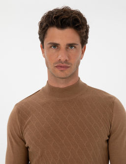 Camel Melanj Slim Fit Yar_m Bal_k__ Yaka Triko Kazak - Pierre cardin фото 2