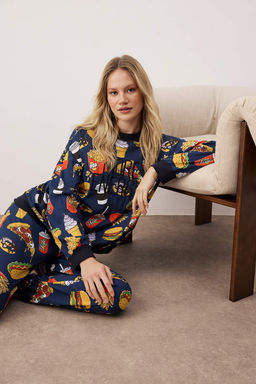 Trendyolmilla Kiremit Slogan Nak?sl? Desenli Sweatshirt-Jogger Orme Pijama Tak?m? THMAW23PT00064  фото 14