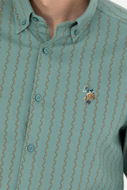 Рубашка U.S. Polo Assn с длинным рукавом мятная хлопок  фото 7