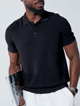 KM1913 Футболка-поло ЧЕРНЫЙ