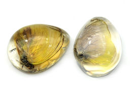 Кулон из янтаря искусственного капля 43*55мм Бабочка, цв.лимонный