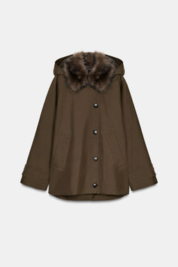 ZW COLLECTION FAUX SHEEPSKIN COLLAR PARKA - Zara фото 6