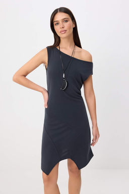 Antrasit D_z Bodycon Asimetrik Yaka Asimetrik Etekli Mini Modal Premium _rme Elbise TWOSS26EL00737 - Trendyolmilla фото 2