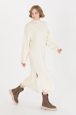 U. S. Polo Assn Женское трикотажное платье кремового меланжевого цвета