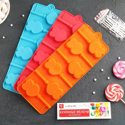 Форма для леденцов Доляна Влюблённость, силикон, 9.5?24?1 см, 6 ячеек (4.2?3.3 см), с палочками, МИКС  фото 6