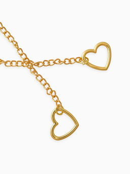 Цепочка на шею «Два сердца», затяжка, цвет золото