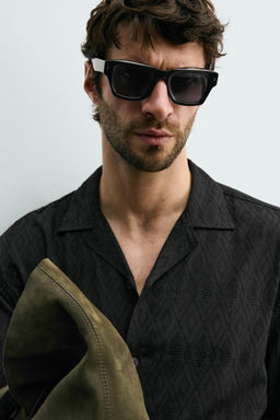 CAMISA RELAXED FIT JACQUARD GEOM?TRICO / Negro - Zara фото 6
