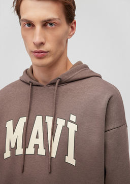 Mavi Logo Bask?l? Kapusonlu Kahverengi Sweatshirt  фото 5