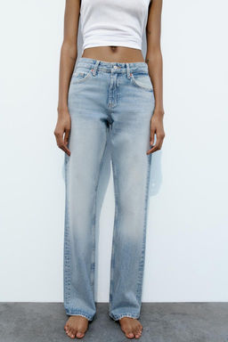 TRF WIDE-LEG MID-RISE FULL LENGTH JEANS - Zara фото 8