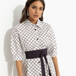 Платье-рубашка свободного кроя Гипнотический минимализм (с поясом) - Charutti фото 3