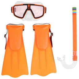 Набор для плавания детский ONLYTOP: маска, трубка, ласты безразмерные, цвета МИКС - Onlitop фото 5