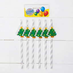 Трубочки для коктейля Ёлочка, 250 мл, набор 10 шт. - Страна карнавалия фото 2
