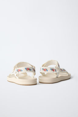 SANDALIA T?CNICA BORDADOS / Blanco Crudo - Zara фото 5