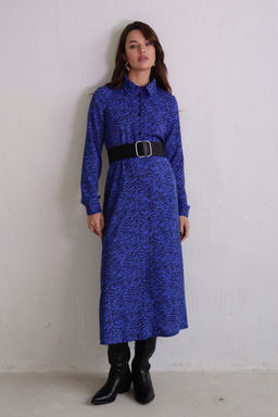 10944 Платье-рубашка удлинённое сапфир