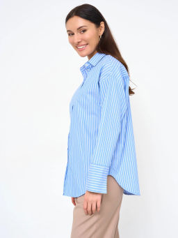Блузка женская дл. рук. T-lab TL-B-0004V-6134 голубой.полоска  фото 2
