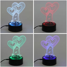 Цена за 2 шт. Светильник ночник "3D-Нежность" на пластиковой подставке, с включателем USB