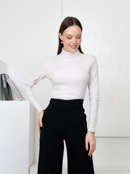 Водолазка кашкорсе с лайкрой с НАЧЕСОМ ,экрю - Binita фото 4