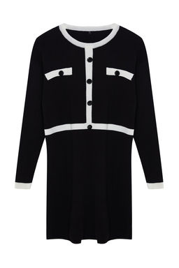 TRENDYOLMILLA Siyah Mini Triko Renk Bloklu Elbise TWOAW25EL00006  фото 6