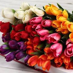 Цена за 10 шт. Цветок искусственный Букет тюльпанов 34 см 6 веток / NT596 /уп 600/ - Галеонтрейд фото 38