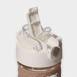 Бутылка для воды «Бьорн», 400 мл, с крышкой и трубочкой «Бьорн», стекло, бежевая